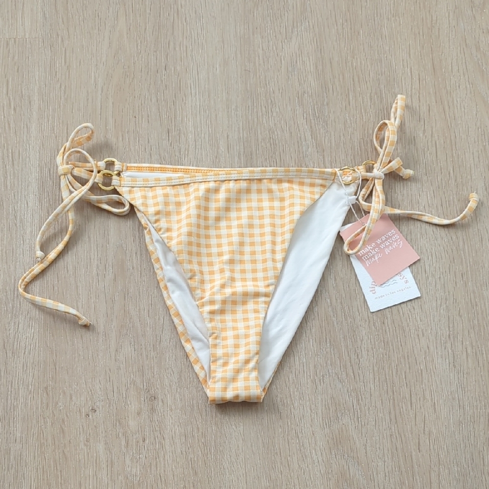 Yellow Gingham Tie-Side Bikini Bottom